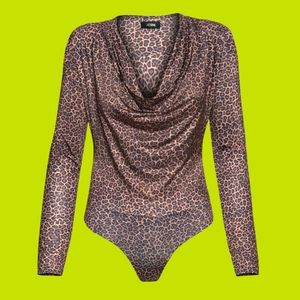 AFRM l Leopard Cowl-neck Bodysuit l Size Small l NWT